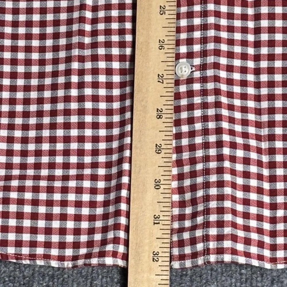 Banana Republic Grant Fit Mens XL Red Gingham Cotton Stretch Oxford Shirt 0378